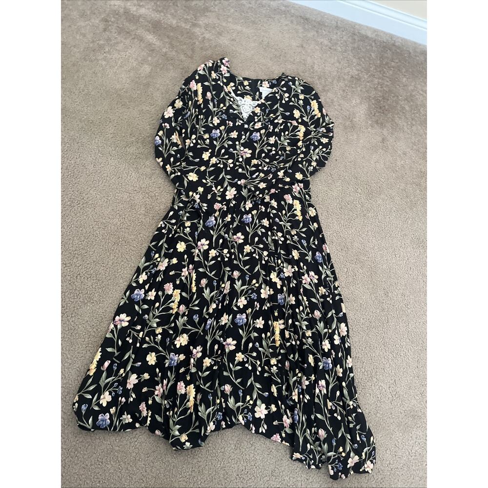 Vintage 90s Fredericks of Hollywood Maxi Dress 13/14 Floral Cottage/Grannycore - Picture 2 of 9